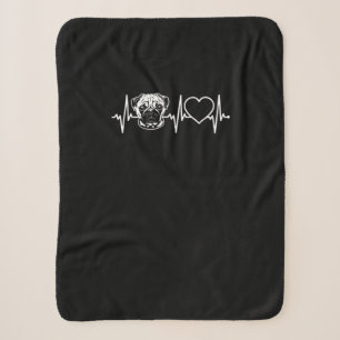 Cute Pug Dog Heartbeat Lovely Pug Dog Sherpa Blanket