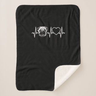 Cute Pug Dog Heartbeat Lovely Pug Dog Sherpa Blanket