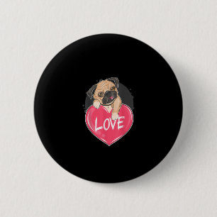 Cute Pug Dog Hearts Pug Valentine's Gift 6 Cm Round Badge