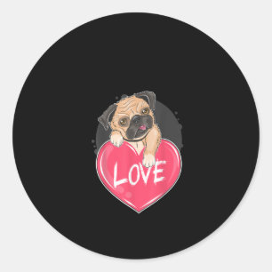 Cute Pug Dog Hearts Pug Valentine's Gift Classic Round Sticker