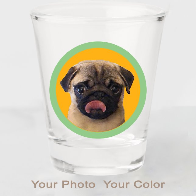 Cute Pug Dog Lover Photo Orange Stocking Stuffer  Shot Glass (Creator Uploaded)