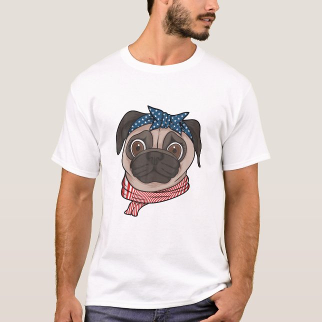 Cute Pug Dog Owner 4Th Of July USA Flag Women Kids T-Shirt (Front)