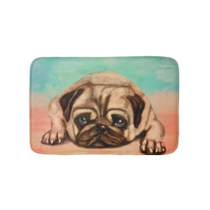 Cute Pug dog pastel Bath Mat
