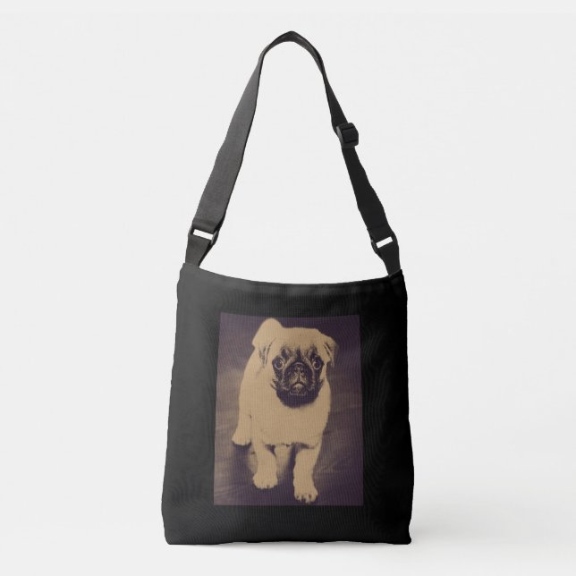 Cute Pug Dog Portrait Crossbody Bag (Front)