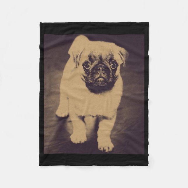 Cute Pug Dog Portrait Fleece Blanket (Front)