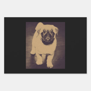 Cute Pug Dog Portrait Wrapping Paper Sheet