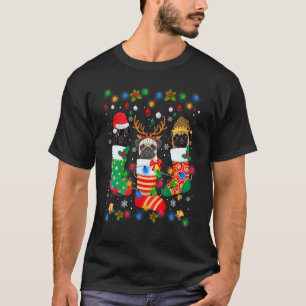 Cute Pug Dog Puppy Christmas Socks Xmas T-Shirt