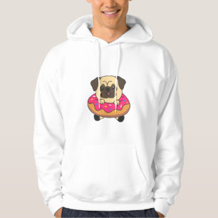 Cute Pug Dog Puppy Dogs Loaf Of Doughnut Pink Hoodie