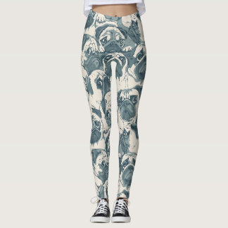 Cute Pug Dog Seamless Pattern Leggings