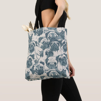 Cute Pug Dog Seamless Pattern Tote Bag