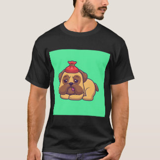 Cute Pug Dog Sick Fever Cartoon Vector Icon - Ador T-Shirt