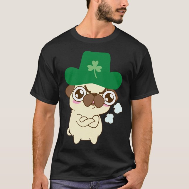 Cute Pug Dog St Patrick s Day  Dog St Patrick s Ha T-Shirt (Front)