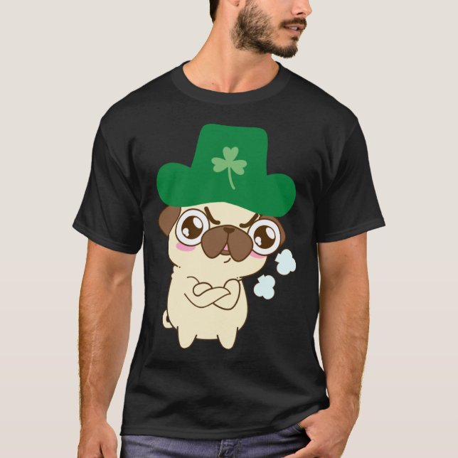 Cute Pug Dog St Patrick s Day  Dog St Patrick s Ha T-Shirt (Front)