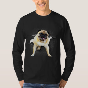 cute pug dog that bumps head cracked wall T-Shirt