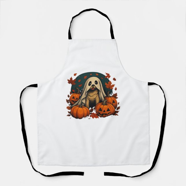 Cute Pug Dog With Pumpkins Fall Halloween Classic  Apron (Front)