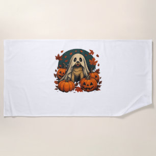 Cute Pug Dog With Pumpkins Fall Halloween Classic  Beach Towel