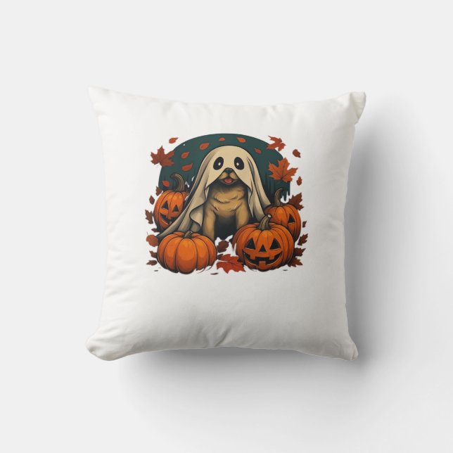 Cute Pug Dog With Pumpkins Fall Halloween Classic  Cushion (Front)