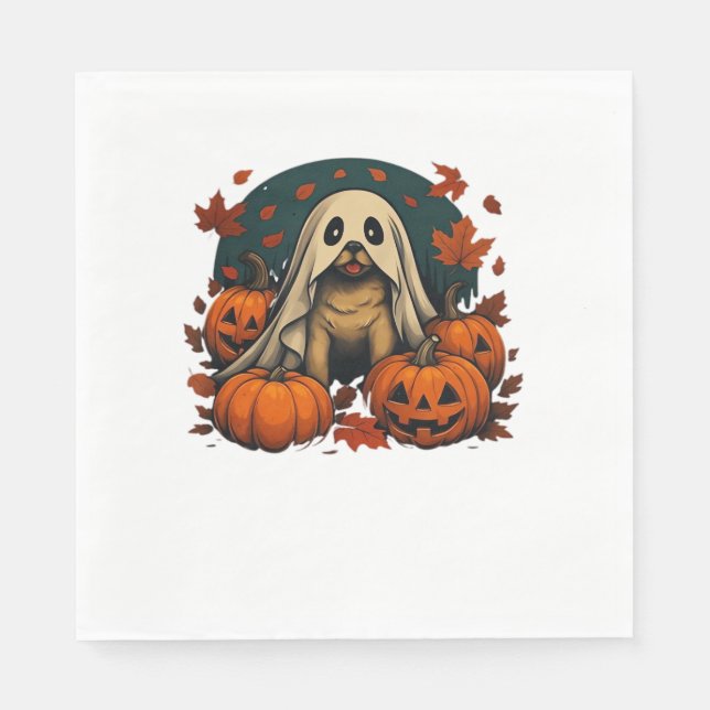 Cute Pug Dog With Pumpkins Fall Halloween Classic  Napkin (Front)