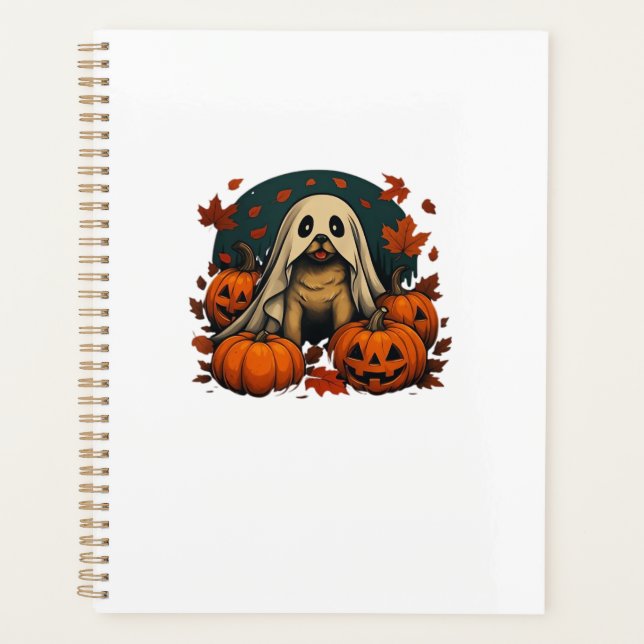 Cute Pug Dog With Pumpkins Fall Halloween Classic  Planner (Front)
