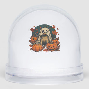 Cute Pug Dog With Pumpkins Fall Halloween Classic  Snowglobe