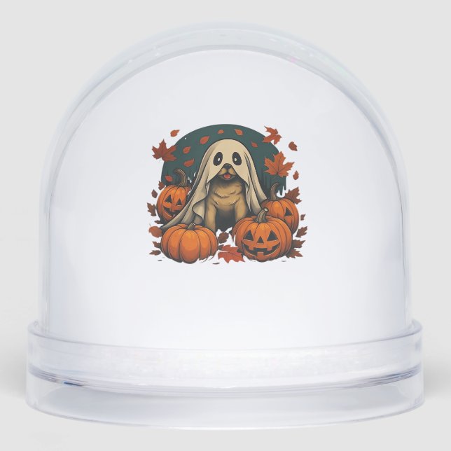 Cute Pug Dog With Pumpkins Fall Halloween Classic  Snowglobe (Front)