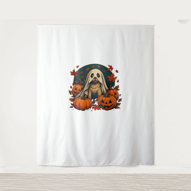 Cute Pug Dog With Pumpkins Fall Halloween Classic  Tapestry (Front)