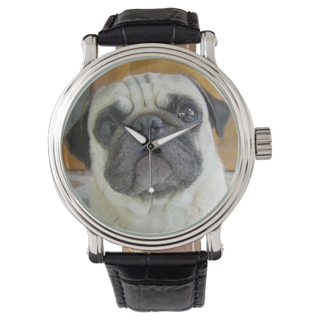 Cute Pug Face Wrist Watch (Front)