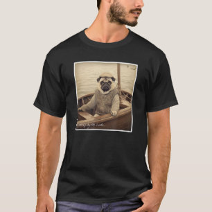 Cute Pug Fisherman on a Boat Humour T-Shirt