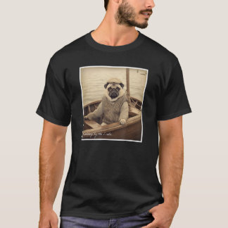 Cute Pug Fisherman on a Boat Humour T-Shirt