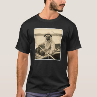 Cute Pug Fisherman on a Boat Vintage T-Shirt