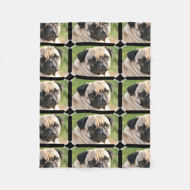 Cute Pug Fleece Blanket (Front)