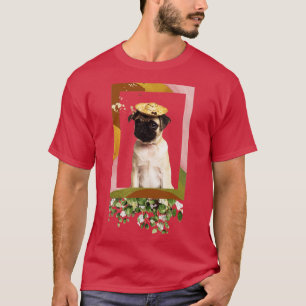 Cute Pug Flower Collage Animal Portrait T-Shirt