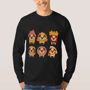 cute pug, funny pug, icecream pug, taco pug, frenc T-Shirt