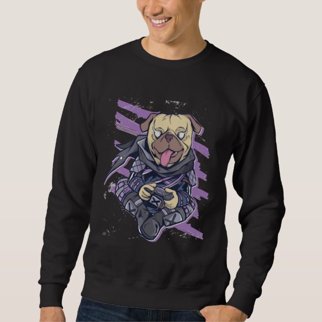 cute pug gamer ninja Classic T-Shirt 492 Sweatshirt (Front)
