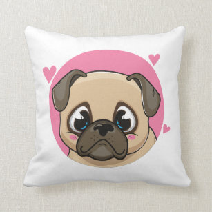 Cute Pug Gift Puppy Dog Lover Mom Fur Mama Pink Cushion