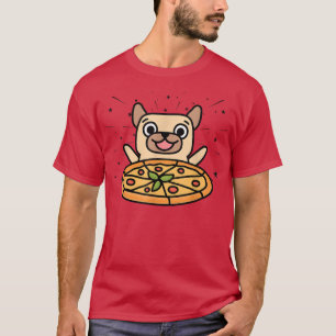 Cute Pug Graphic Pizza Lover Eating Italian Food P T-Shirt