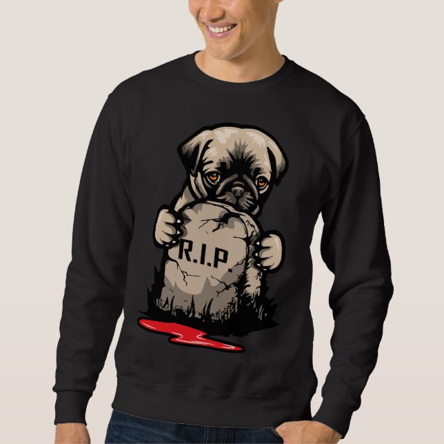 Cute Pug Grave Stone Classic T-Shirt 950 Sweatshirt (Front)