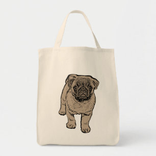Cute Pug Grocery Tote Bag