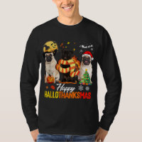 Cute Pug Happy Hallothanksmas Halloween Thanksgivi