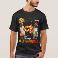 Cute Pug Happy Hallothanksmas Halloween Thanksgivi