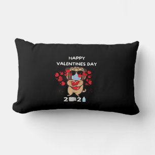 Cute Pug Heart Face Mask Happy Valentines Day 2021 Lumbar Cushion