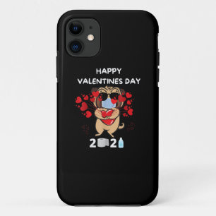 Cute Pug Heart Face Mask Happy Valentine's Day Case-Mate iPhone Case
