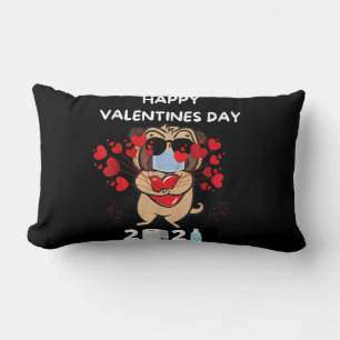 Cute Pug Heart Face Mask Happy Valentine's Day Lumbar Cushion