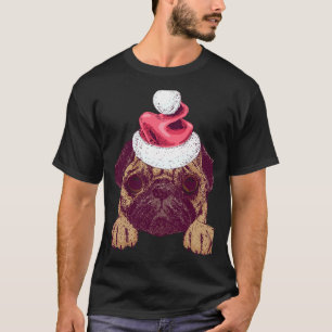 Cute Pug in a Christmas Santa Hat 11 T-Shirt
