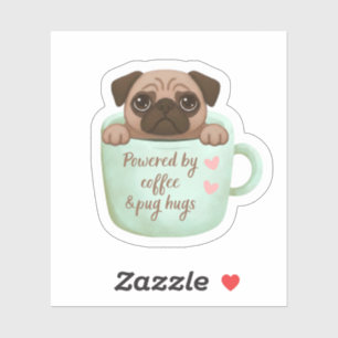 cute pug in a coffee mug sticker 