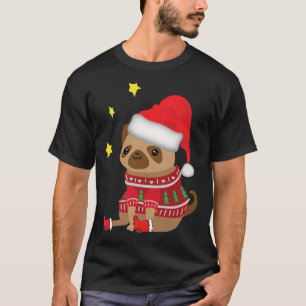 Cute Pug In Christmas  Christmas And Sticker T-Shirt