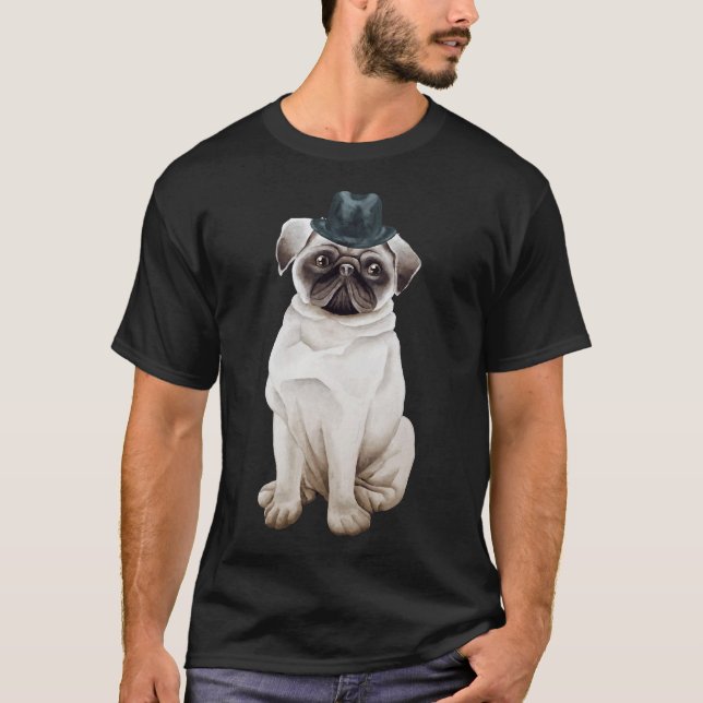 Cute pug in hat Classic  363 T-Shirt (Front)