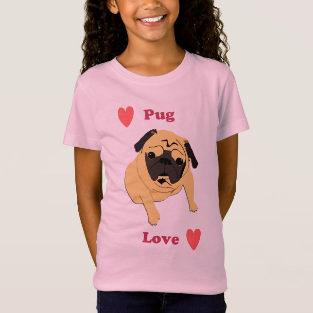 Cute Pug Love Dog T-Shirt (Front)