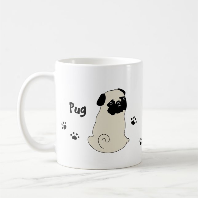 Cute pug mug かわいいパグのイラストのマグカップ (Left)
