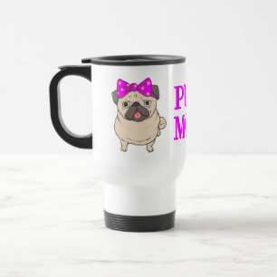 Cute Pug Mum Cartoon Puppy Dog Pugs Travel Mug